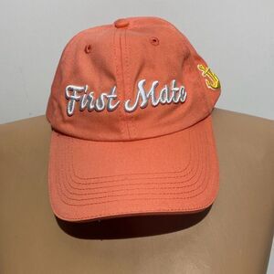 West Marine First Mate Baseball Cap Coral Orange Adjustable Anchor Hat Unisex